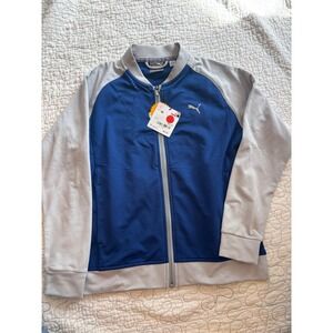 Puma Boys Blue Grey Full Zip Track Jacket Size Medium 10/12